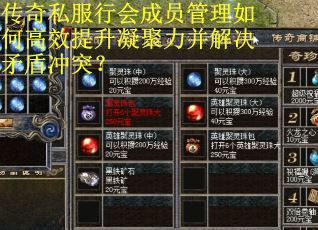 传奇私服行会成员管理如何高效提升凝聚力并解决矛盾冲突？