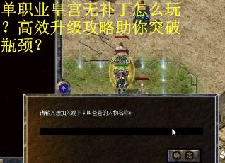 单职业皇宫无补丁怎么玩？高效升级攻略助你突破瓶颈？